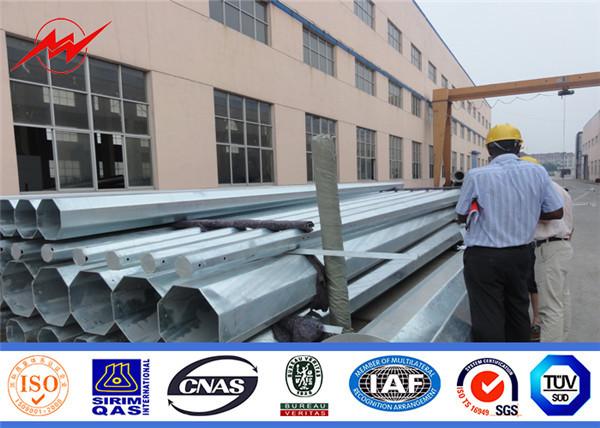 Octagonal Cctv Galvanized Steel Utility Pole 33kv 69kv