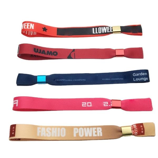 Custom Size One Time Brands Logo Text Printing Fabric Event Festival Party Wristbands
