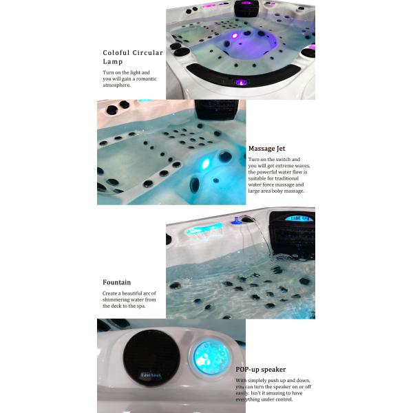 джакузи спа массажа водоворота ванны массажа 2.3m на открытом воздухе для человека 6