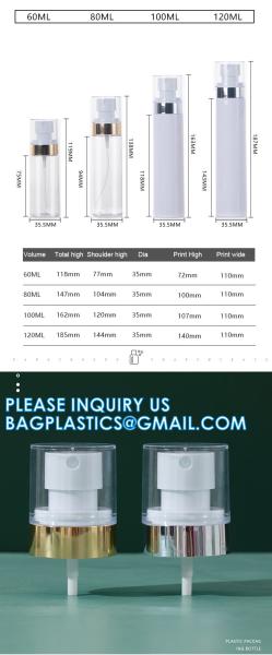 Cosmetic Spray Bottles PET Plastic 60ml 80ml 100ml 120ml Gold Plating Pump Water Liquid Spray Bottle OEM