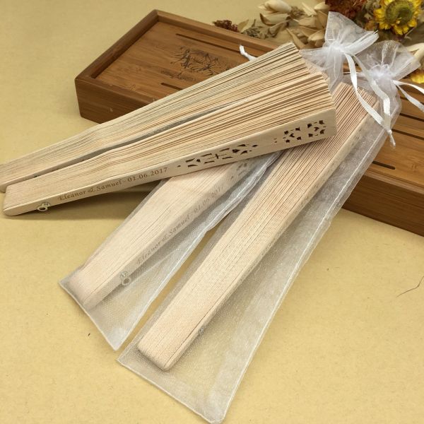 Personalised Nature Wooden Folding Hand Fan for Wedding Souvenir Gift