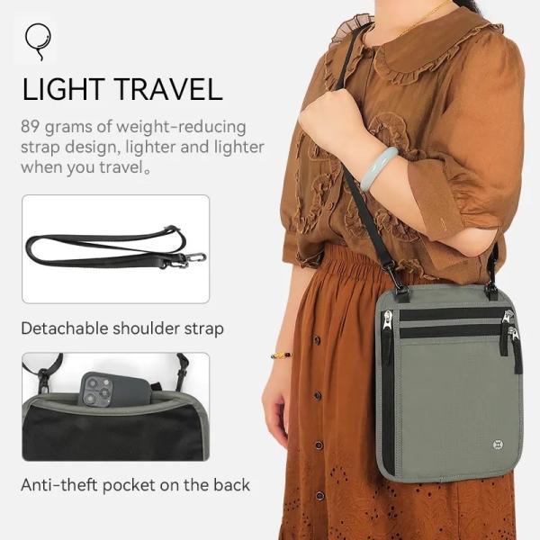 Slim Multifunctional RFID Blocking Neck Wallset Waterproof Travel Bags With Shoulder Strap