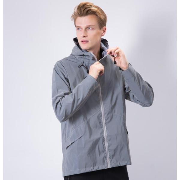 Mid Length Waterproof Mens Reflective Jacket With Hood Long Fishtail Style