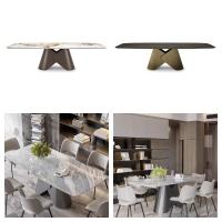 Estilo Sul-Americano Moderno Rectângulo Simples Personalidade Mesa Base Metal Mesa de Jantar Marmorizada