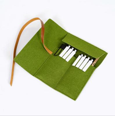 Felt Pencil Organizer Pouch/Zipper Pouch Grass Green Durable For Students