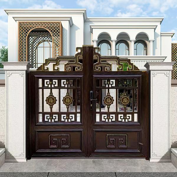 Aluminum Privacy Driveway Gates External Sliding Doors For Chinese Square Powder Coated