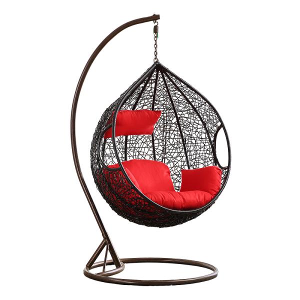 Outdoor Patio PE Rattan Swing Chair With Metal Frame Cheap Egg shaped Hanging Chair