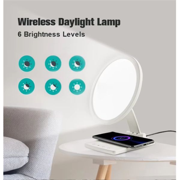 049 Kilogram Customizable Logo Wireless Charging Function Lamp 10000 Lux Led Daylight Sad Light Therapy Lamp Depression