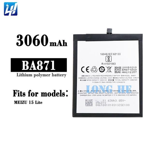 Bateria de polímero de lítio de 3,8 V de longa duração de 3060mAh para MEIZU M15/15 Lite versão móvel