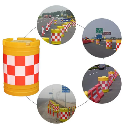 Желтый пластиковый барабан для защиты от столкновений