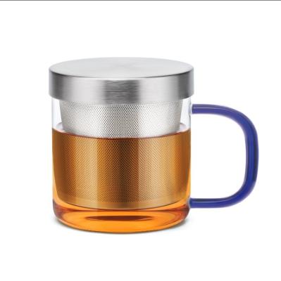 Sustainable Borosilicate Glass Tea Infuser Mug With Handle 350ml