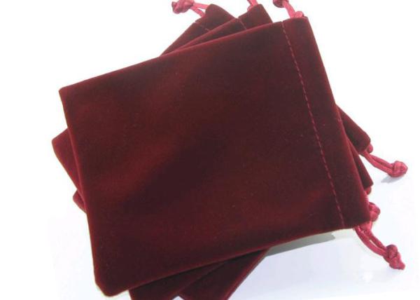 Personalized Red Velvet Drawstring Pouch Foil Logo For Jewelly Packaing