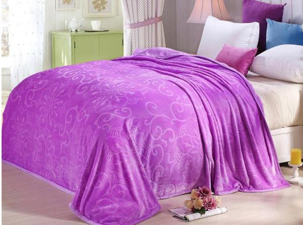 Luxury Purple Solid Flannel Blanket Warm For Sofa Bedding Anti - Pilling Soft Touch