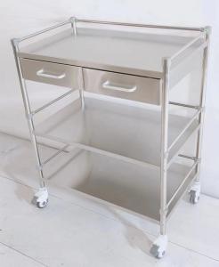 3-Tier Stainless Steel Medical Cart with 2 Drawers Clinical Storage Trolley