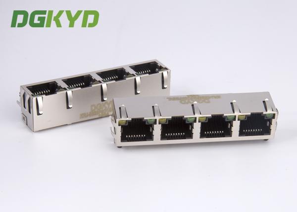 De lado a lado 1 x 4 move os jaques modulares do LAN rj45, ABA ACIMA do diodo emissor de luz de 8P8C Y/G