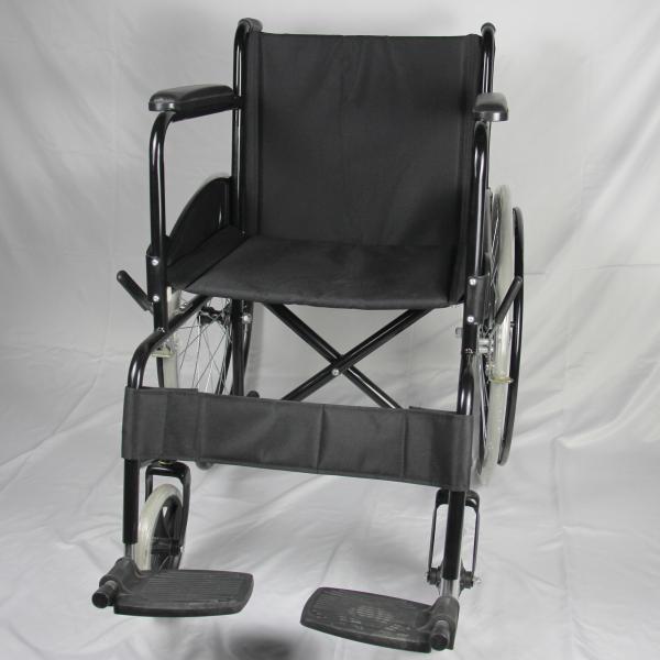 Fixed Footrest Folding Steel Wheelchair With Custom Colors Powder Coating Frame
