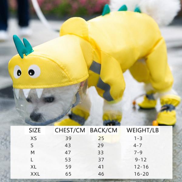 3D Tailoring Haute élasticité manteau de pluie pour chien avec capuche épaissie Logo personnalisé