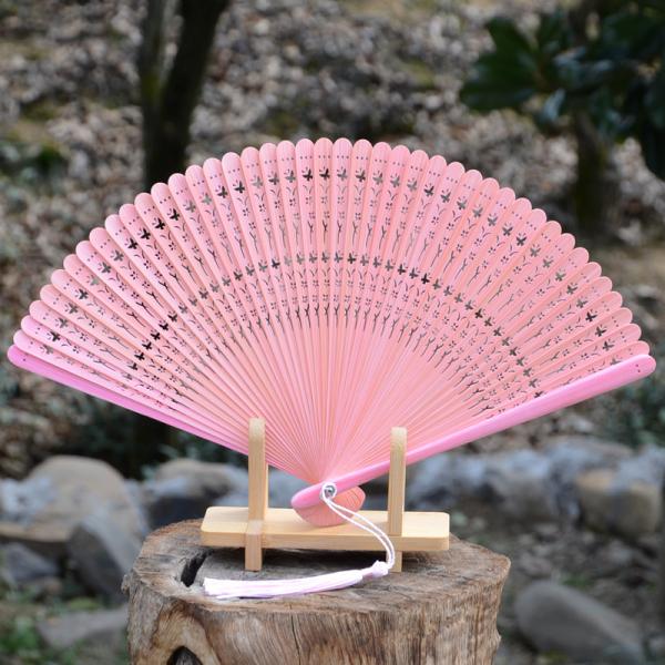 Ventilador plegable de bambú de mano Ventilador de mano, chino / japonés encantador Elegante estilo retro vintage