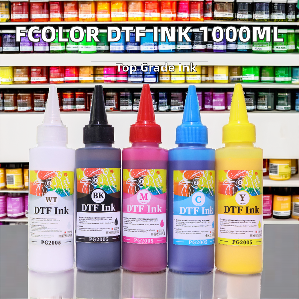 FCOLOR Factory Price High Quality 100ml CMYK White DTF Ink for Epson ET8550 L1800 XP600 I3200 Transfer Printing DTF Printer