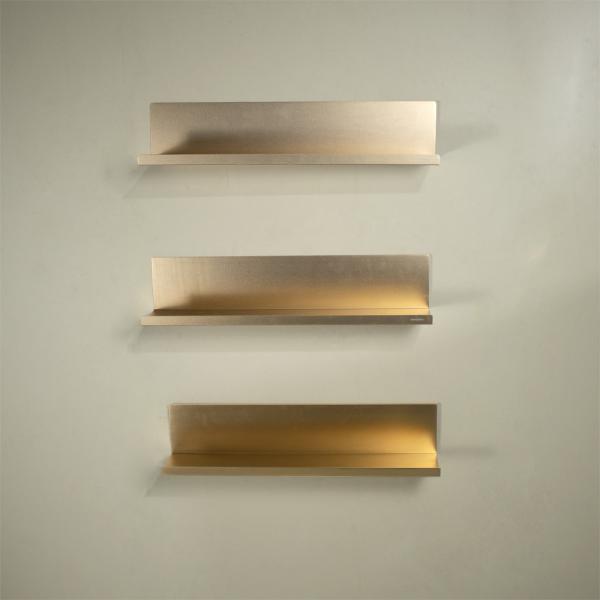 Aluminum L Shaped Wall Mounted Shelves ODM Gold Metal Floating Shelves
