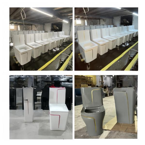Modern Ceramic Toilet WC and Bath Tub Set with Cleaning Environmental Glaze Bathroom Set