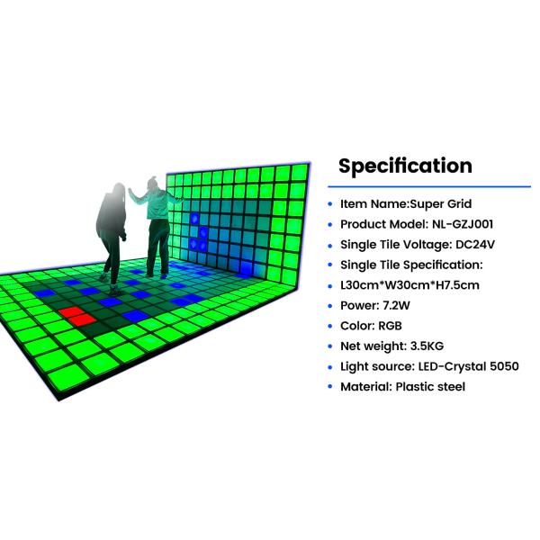 Северное сияние активирует игру Led Floor 30x30cm Интерактивный свет Активная 300+ Игра