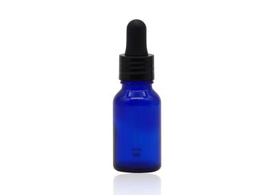 Glass Blue Essential Oil Dropper Bottles With 18mm Black Plastic Dropper Black Teat