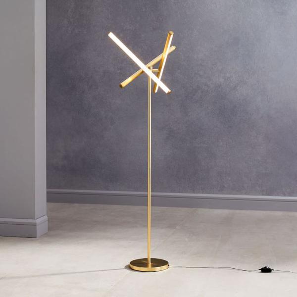 Gold minimalist LED floor lamp living room vertical wrought iron lights multi-head Strip design LED lighting(WH-MFL-40)