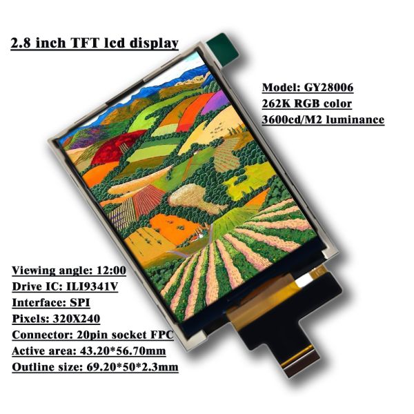 2.8 Inch TFT LCD Display with 240x320 Resolution and Parallel Interface