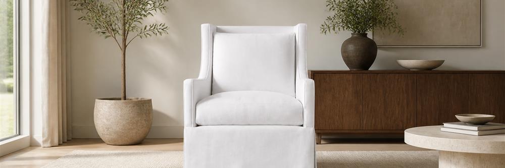 Transitional Skirted Wingback Accent Chair, Single Seat – LG-5002