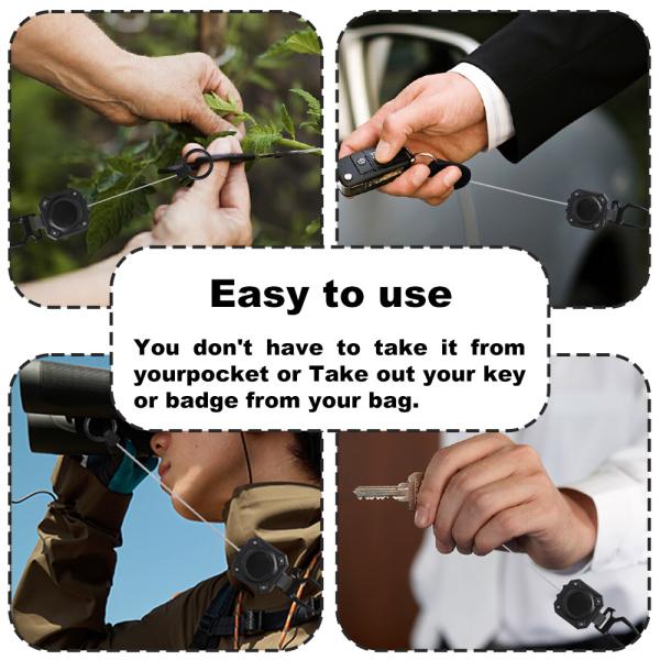 Deyi Badge Reel Impact Resistance ID Badge Reels Wire Rope Key Ring Aluminum Ring Carbon Fiber-Texture