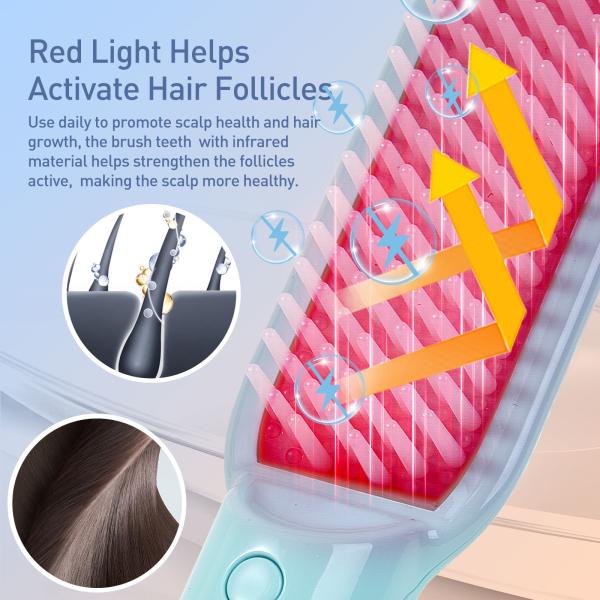 5W Red Light Therapy Hair Comb 1500mAh 3.7V Rechargeable LED Light Therapy Hair Brush
