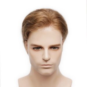 Light Brown Heavy Density Stock Hair System 8x10 Lace Base Mens Toupee