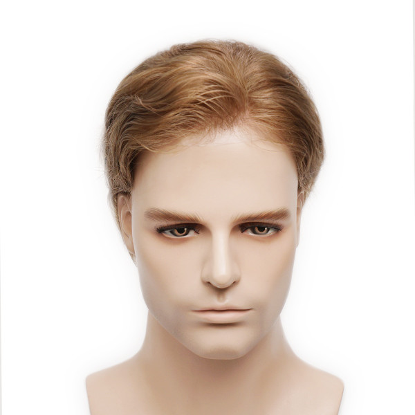 Light Brown Heavy Density Stock Hair System 8x10 Lace Base Mens Toupee