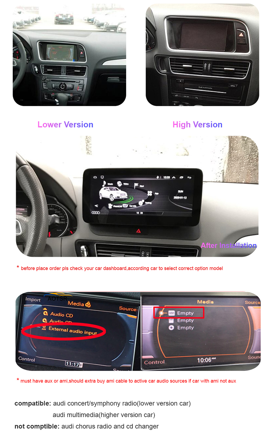 image.png 10.25' экран Для AUDI A4 A5 2008-2016 Низкий левый водитель Android Автомобиль мультимедиа
