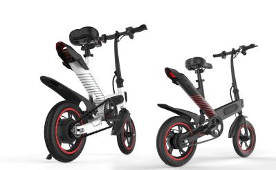 High Speed Lightest Smart Folding Electric Bike Inflated Tire White / Black / Red