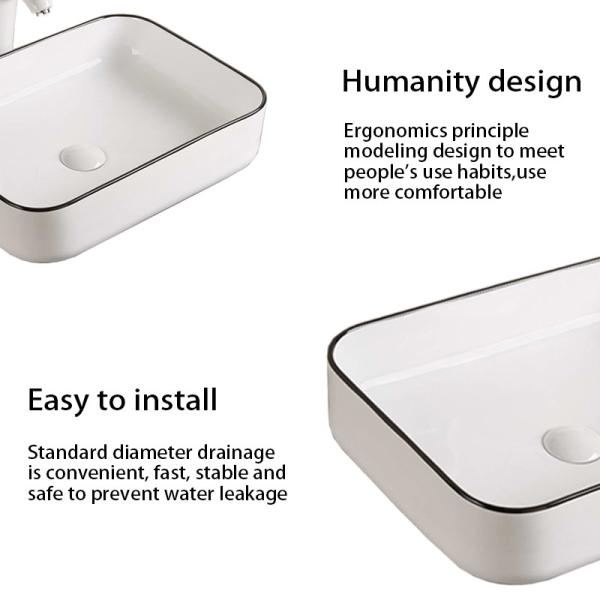 Небольшая прямоугольная встречная верхняя раковина сосуда фарфора таза мытья 20 дюймов