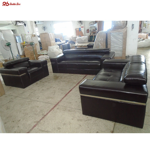 Luxury Design Leather Sofa Sets with Adjustable Headrest for Hotel Lobby Use