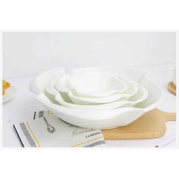 LFGB Salad Irregular Plain Pure White Porcelain Bowls Custom Logo