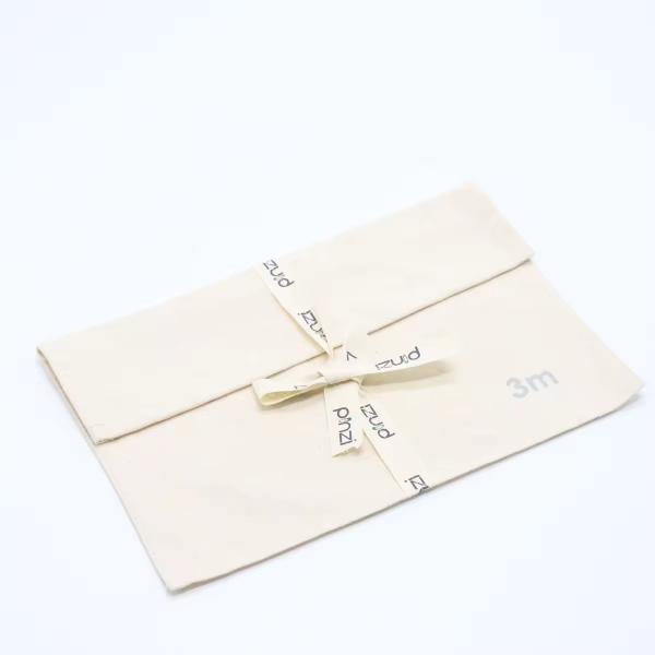 Recyclable Luxury Makeup Cosmetic Cotton Envelope Pouch With Tie Custom Logo Print Bag
