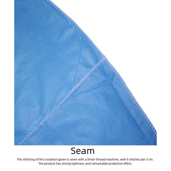 Disposable Surgical Gown with Soft Anti Static Protection Blue SMS Fabric Knitted Cuffs
