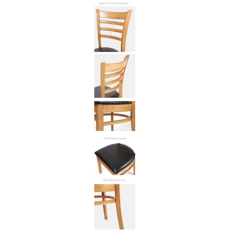 Factory Price Oak Pu Leather Wooden Chair for Dining Room Restaurant Coffee Shop