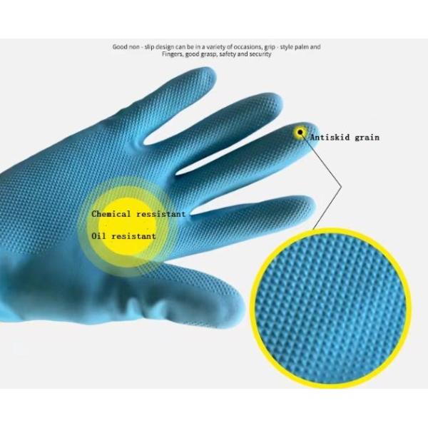 Industrial Bicolor Neoprene Chemical Resistant Gloves Solvent Resistant