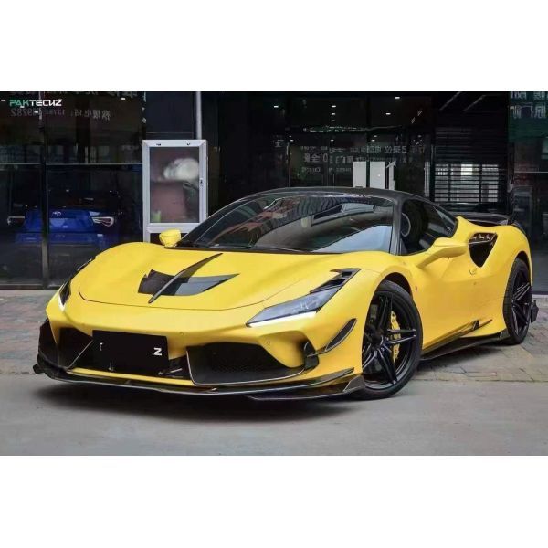 PK Style Ferrari F8 Body Kit Cars Body Kit Front Lip Skirt Rear Diffuser Spoiler Hood