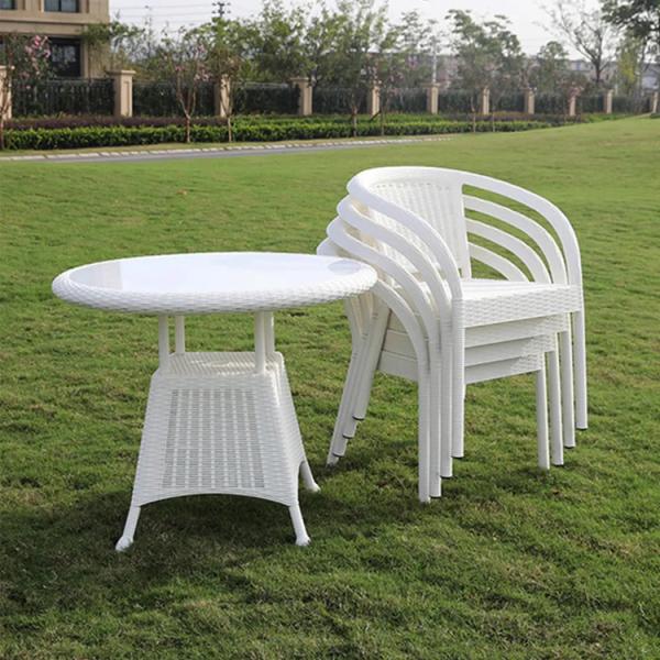 Plastic Rattan Stackable Cafe Dining Arm Chair for Wedding Banquet in Outdoor Garden
