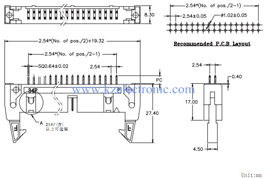 2.54mm dual row right angle straight shroud header connector