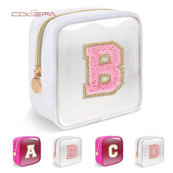 Wholesale Waterproof Transparent PVC Embroidered Letter Cosmetic Bag Large Capacity High-Fashion Travel Toiletry Bag in Stocks