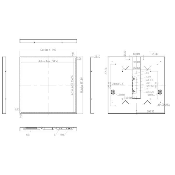 22-дюймовый квадратный ЖК-дисплей на стене и 7,98 мм безель для цифровой вывески
