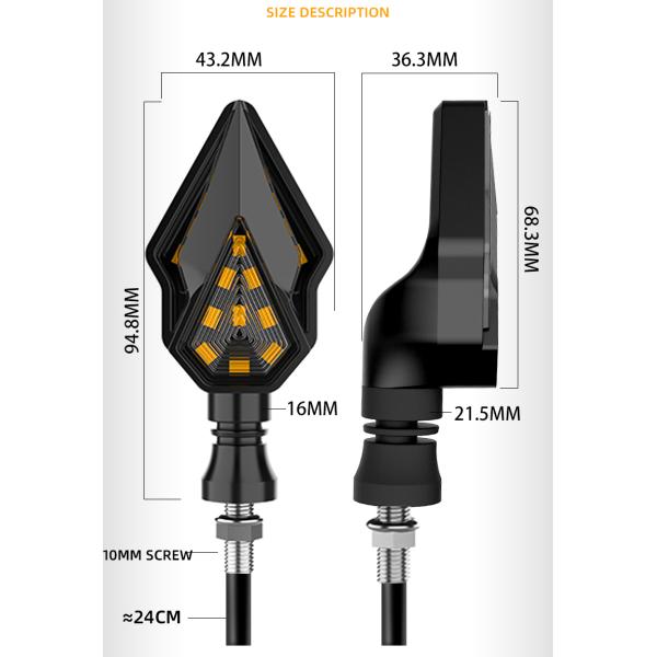 ABC PC YAYE 2 en 1 lampe à eau de moto LED indicateur de virage Mini lumière à DC12V