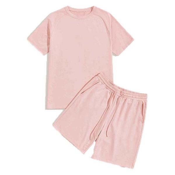 Customizable Pure Colour Oversize T Shirt And Shorts Mens Tracksuit Short Set